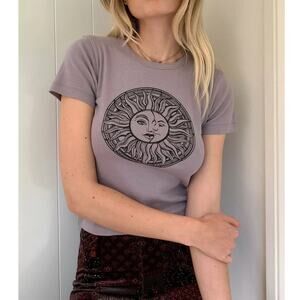 BDG UO Celestial Sun Baby T-Shirt Dusty Purple Cotton Cropped Top Women's S